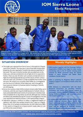 IOM Sierra Leone Ebola Response Situation Report, 2-8 August 2015