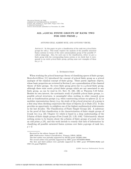 ALL P-LOCAL FINITE GROUPS of RANK TWO for ODD PRIME P 1