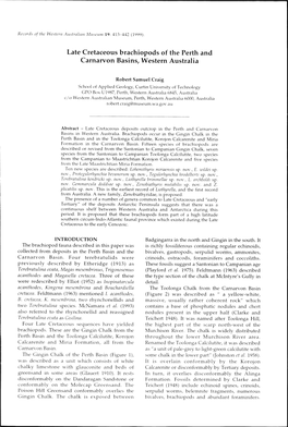 Late Cretaceous Brachiopods of the Perth and Carnarvon Basins, Western Australia