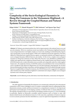 Complexity of the Socio-Ecological Dynamics in Hong Ha Commune in the Vietnamese Highland—A Review Through the Coupled Human and Natural Systems Framework