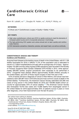 Cardiothoracic Critical Care