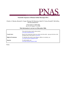 Nucleotide Sequences of Human Globin Messenger RNA and David