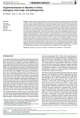 <I>Myrtales</I> in China: Phylogeny, Host Range, And