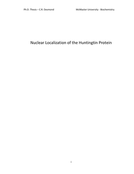 Huntingtin Nuclear Localization: Current Insights Into Mechanism and Regulation