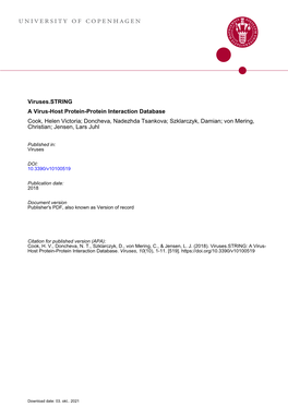 Viruses.STRING: a Virus-Host Protein-Protein Interaction Database