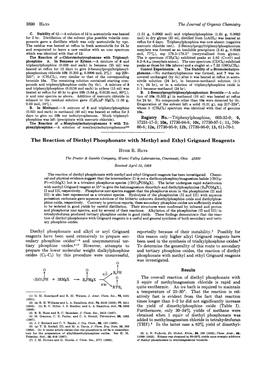 Reaction of Diethyl Phosphonate with Methyl and Ethyl Grignard Reagents