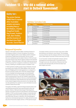 Factsheet 15 – Why Did a National Airline Start in Outback Queensland?