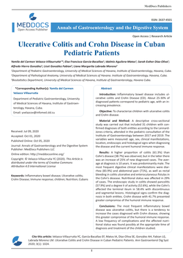 Ulcerative Colitis and Crohn Disease in Cuban Pediatric Patients