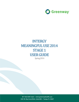 Intergy Meaningful Use 2014 Stage 1 User Guide