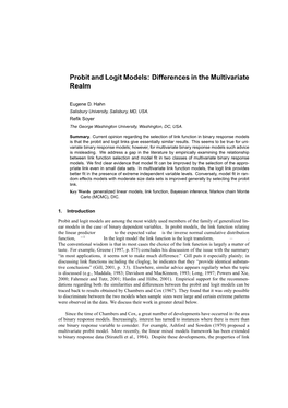 Probit and Logit Models: Differences in the Multivariate Realm