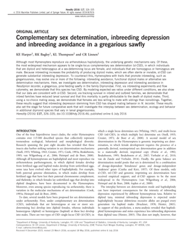 Complementary Sex Determination, Inbreeding Depression and Inbreeding Avoidance in a Gregarious Sawﬂy