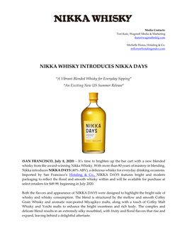 Nikka Whisky Introduces Nikka Days