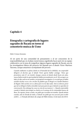 Capítulo 4 Etnografía Y Cartografía De Lugares Sagrados De Bacatá En Torno Al Cementerio Muisca De Usme