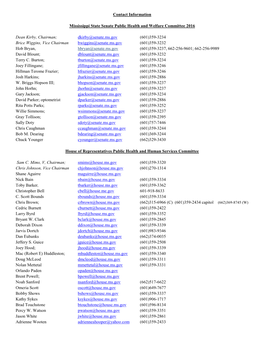 Contact Information Mississippi State Senate Public Health and Welfare