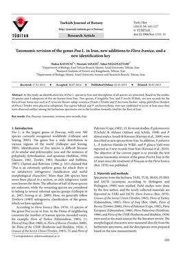 Taxonomic Revision of the Genus Poa L. in Iran, New Additions to Flora Iranica, and a New Identification Key