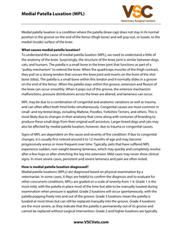 Medial Patella Luxation (MPL)