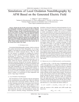 Simulations of Local Oxidation Nanolithography by AFM Based on the Generated Electric Field