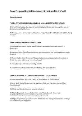 Book Proposal Digital Democracy in a Globalised World