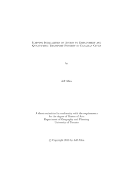 Mapping Inequalities of Access to Employment and Quantifying Transport Poverty in Canadian Cities