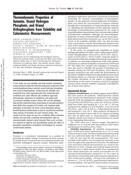 Thermodynamic Properties of Autunite, Uranyl Hydrogen Phosphate, And