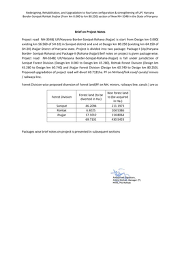 Brief on Project Notes Project Road NH-334B( UP/Haryana Border-Sonipat