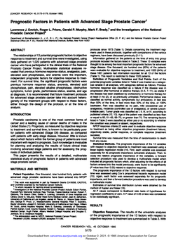 Prognosticfactors in Patientswith Advancedstage Prostatecancer1