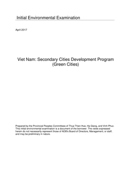 Initial Environmental Examination Viet Nam: Secondary Cities Development Program