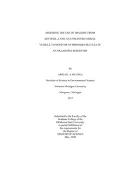 Assessing the Use of Imagery from Sentinel-2 and an Unmanned Aerial Vehicle to Monitor Nymphoides Peltata in an Oklahoma Reservoir