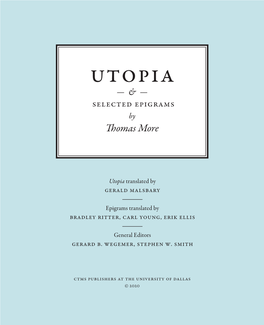 UTOPIA — ​­ & —​­ Selected Epigrams by Thomas More