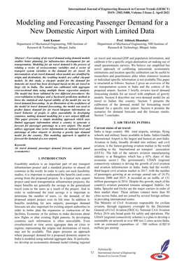 Modeling and Forecasting Passenger Demand for a New Domestic Airport with Limited Data