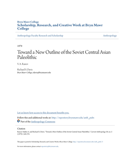 Toward a New Outline of the Soviet Central Asian Paleolithic V