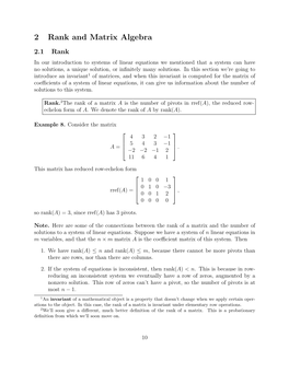 2 Rank and Matrix Algebra