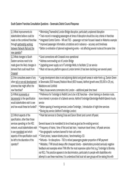 1 South Eastern Franchise Consultation Questions