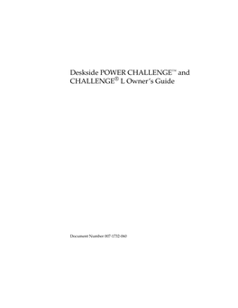 Deskside POWER CHALLENGE™ and CHALLENGE L Owner's Guide