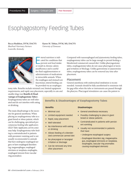 Esophagostomy Feeding Tubes