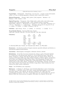 Tungstite WO3 • H2O C 2001-2005 Mineral Data Publishing, Version 1