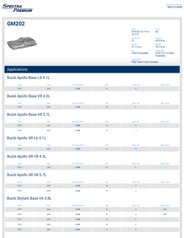 Applications Buick Apollo Base L6 4.1L Buick