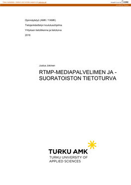 Rtmp-Mediapalvelimen Ja -Suoratoiston Tietoturva