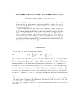 Refinable Functions with Non-Integer Dilations