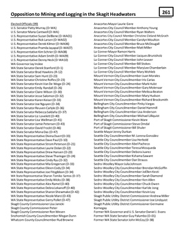 Opposition to Mining and Logging in the Skagit Headwaters 261