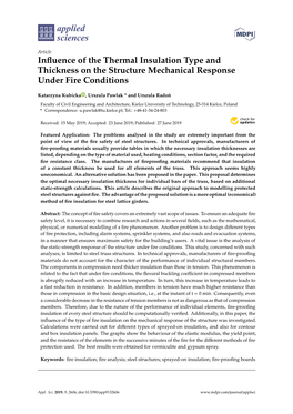 Influence of the Thermal Insulation Type and Thickness on the Structure Mechanical Response Under Fire Conditions