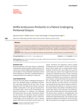 Delftia Acidovorans Peritonitis in a Patient Undergoing Peritoneal Dialysis