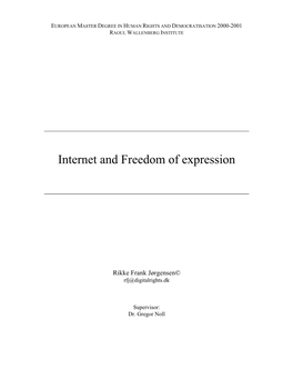 Internet and Freedom of Expression