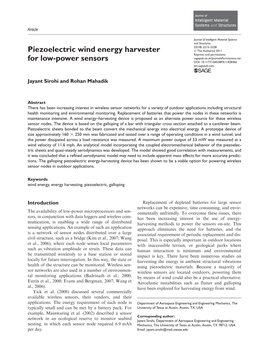 Piezoelectric Wind Energy Harvester for Low-Power Sensors