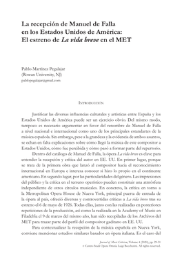 El Estreno De La Vida Breve En El MET