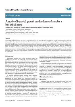 A Study of Bacterial Growth on the Skin Surface After a Basketball Game