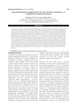 Oladipo and Ayo-Ayinde: Foliar Epidermal Morphology of the Genera Chimpanzees Self-Medicate with A