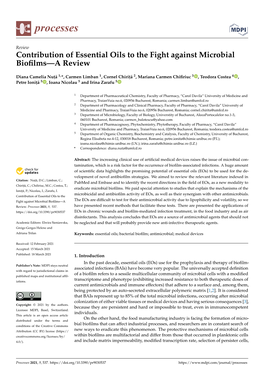 Contribution of Essential Oils to the Fight Against Microbial Biofilms—A