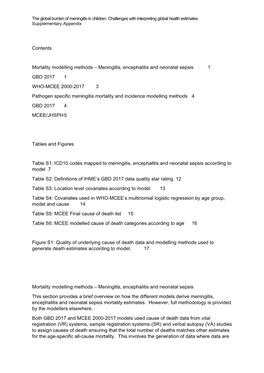 Meningitis, Encephalitis and Neonatal Sepsis 1 GBD 2017 1 WHO