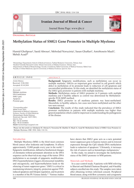 Methylation Status of SMG1 Gene Promoter in Multiple Myeloma